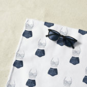 水彩ビキニ 青と白のカスタマイズビーチ ビーチタオル (インサイチュ)