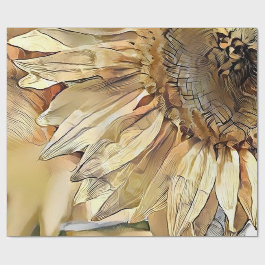 水彩ビッグイエローサンフラワーコレクシエレガントョン ラッピングペーパー (フラット)