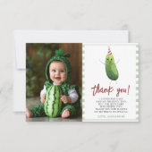 水彩ビッグディル最初の誕生日パーティー サンキューカード (正面)