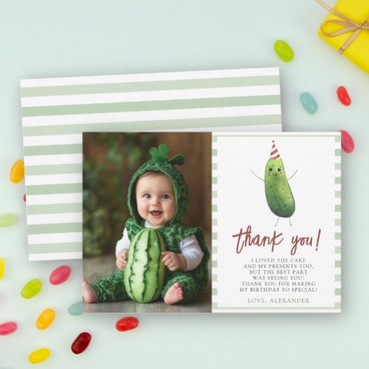 水彩ビッグディル最初の誕生日パーティー サンキューカード