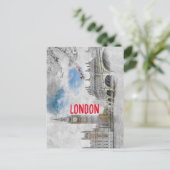 水彩ビッグベンロンドンキングダム統一されたはがき ポストカード (スタンド正面)