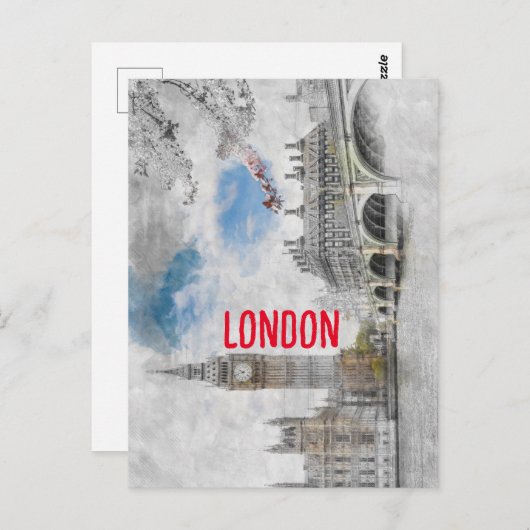 水彩ビッグベンロンドンキングダム統一されたはがき ポストカード (正面/裏面)