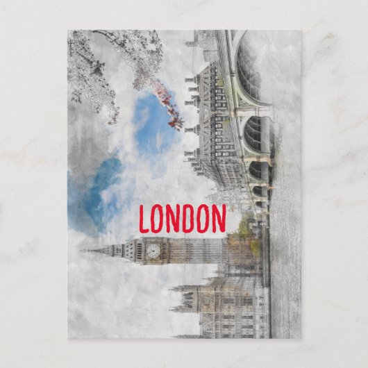 水彩ビッグベンロンドンキングダム統一されたはがき ポストカード (正面)