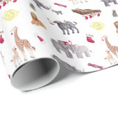 水彩ビッグ5南アフリカの動物がクリスマス ラッピングペーパー (ロールコーナー)