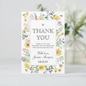 水彩ビーと繊細なワイルドフラワー赤ちゃんシャワー サンキューカード (スタンド正面)