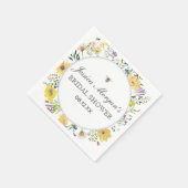 水彩ビーと繊細なワイルドフラワー赤ちゃんシャワー スタンダードカクテルナプキン (角)