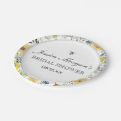 水彩ビーと繊細なワイルドフラワー赤ちゃんシャワー ペーパープレート (アングル)