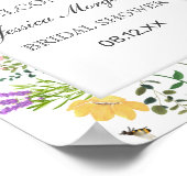 水彩ビーと繊細なワイルドフラワー赤ちゃんシャワー ポスター (角)