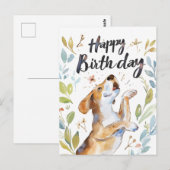 水彩ビーグル犬の誕生日 ポストカード (正面/裏面)