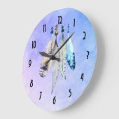 水彩ビーズの羽 ラージ壁時計 (傾斜)