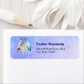 水彩ビーズ'n羽の青い紫色の背中 ラベル (インサイチュ)