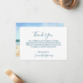 水彩ビーチありがとう悔やみや弔慰 ノートカード (正面/裏面インサイチュ)