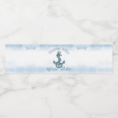 水彩ビーチいかり航海の結婚式の引き出物 ペットボトルラベル (シングルラベル)