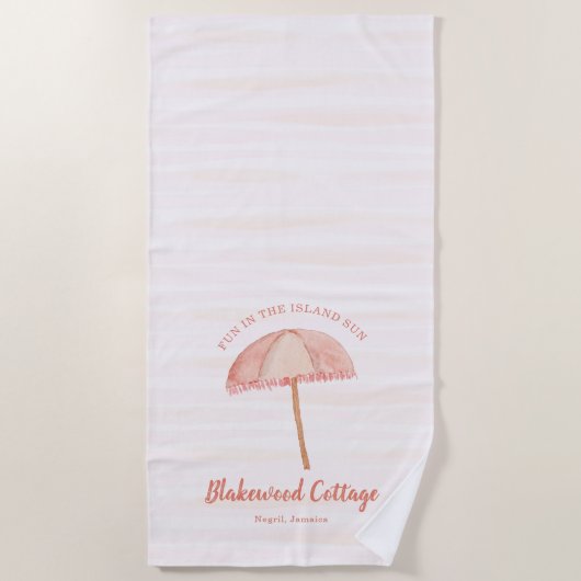 水彩ビーチアンブレラトロピカル ビーチタオル (正面)