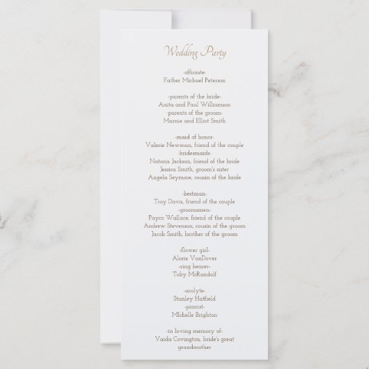 水彩ビーチアーチミニマル結婚式 プログラム (裏面)