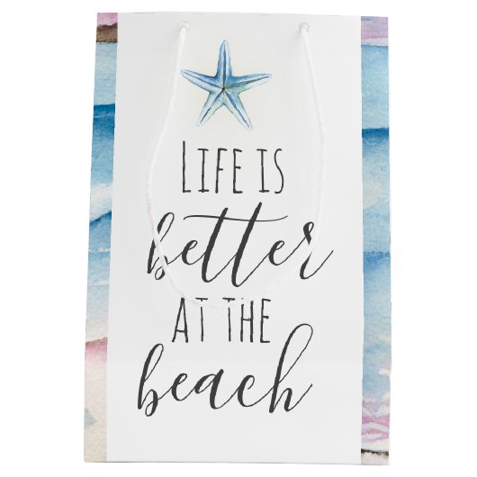 水彩ビーチアートをテーマにした抱き枕 ミディアムペーパーバッグ (裏面)