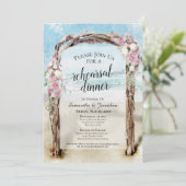 水彩ビーチアーバー結婚ズリハーサルディナー 招待状 (スタンド正面)