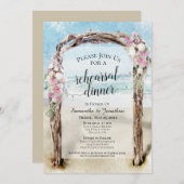 水彩ビーチアーバー結婚ズリハーサルディナー 招待状 (正面/裏面)