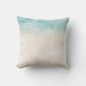 水彩ビーチイニシャル海水砂トラベル クッション (正面)