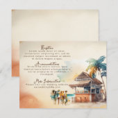 水彩ビーチウェディング招待状 エンクロージャーカード (正面/裏面)