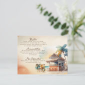 水彩ビーチウェディング招待状 エンクロージャーカード (スタンド正面)