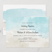 水彩ビーチウェディング レセプションのみ 招待状 (正面/裏面)