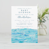水彩ビーチウェーブズコーストペニンシュラベビーシャワー 招待状 (スタンド正面)