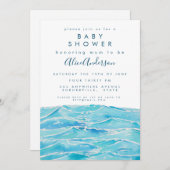 水彩ビーチウェーブズコーストペニンシュラベビーシャワー 招待状 (正面/裏面)