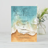 水彩ビーチオンザビーチ結婚式招待状 招待状 (スタンド正面)