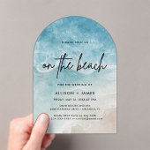 水彩ビーチオンビーチ結婚式 アクリル招待状 (インサイチュ (ポータブル))