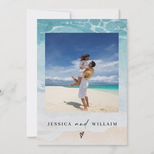 水彩ビーチオンビーチ結婚式 招待状 (裏面)