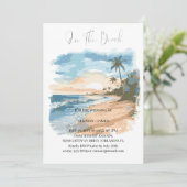 水彩ビーチオンビーチ結婚式 招待状 (スタンド正面)