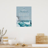 水彩ビーチオーシャンウェーブ結婚式座席表 ポスター (キッチン)