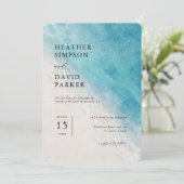 水彩ビーチオーシャン航海ウェディング招待状 招待状 (スタンド正面)