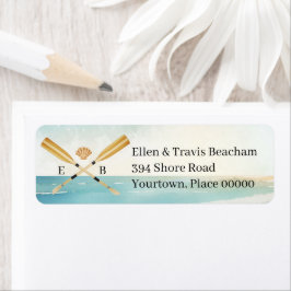 水彩ビーチオール差出人住所 ラベル