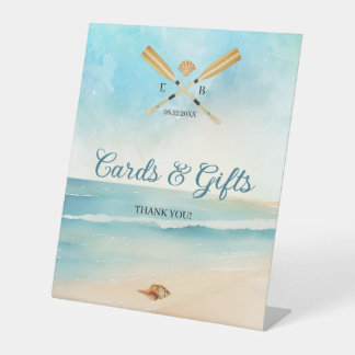 水彩ビーチオール結婚式カード&ギフト 台座サイン
