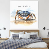 水彩ビーチカニカスタム キャンバスプリント (インサイチュ (寝室))