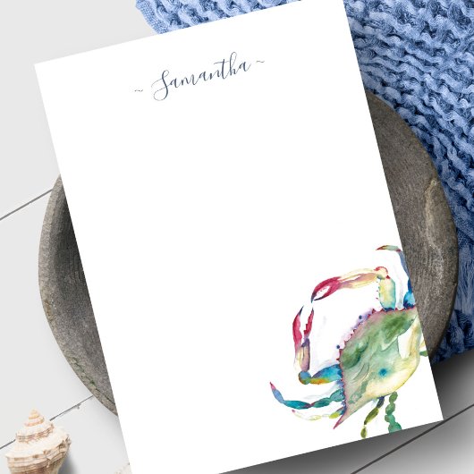 水彩ビーチカニ個人ノートカード サンキューカード