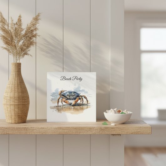 水彩ビーチカニ、カスタム 招待状