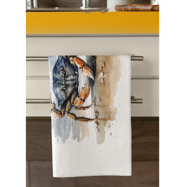水彩ビーチカニ キッチンタオル