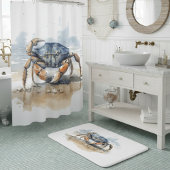 水彩ビーチカニ シャワーカーテン