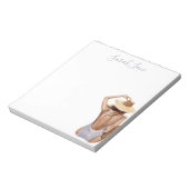 水彩ビーチガールパーソナライズされた ノートパッド (回転)