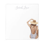 水彩ビーチガールパーソナライズされた ノートパッド (正面)