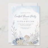 水彩ビーチコースタルディナーパーティー 招待状 (正面)