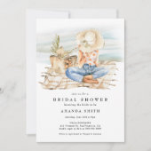 水彩ビーチサマートロピカルブライダルシャワー 招待状 (正面)
