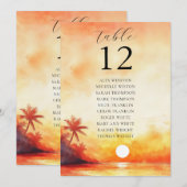 水彩ビーチサンセットテーブルナンバー席次表 招待状 (正面/裏面)