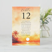 水彩ビーチサンセットテーブルナンバー席次表 招待状 (スタンド正面)