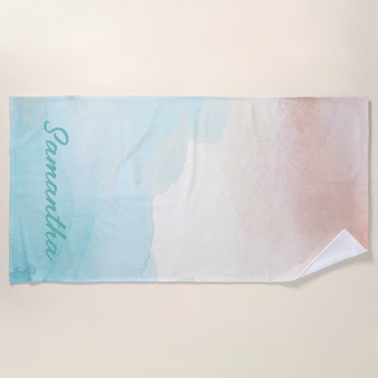 水彩ビーチサンドモノグラムビーチタオル ビーチタオル (正面)