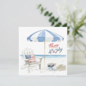 水彩ビーチシカスタムーンHappy 4th of 7月 シーズンカード (スタンド正面)