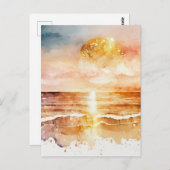 水彩ビーチシリーズデザイン1 ポストカード (正面/裏面)